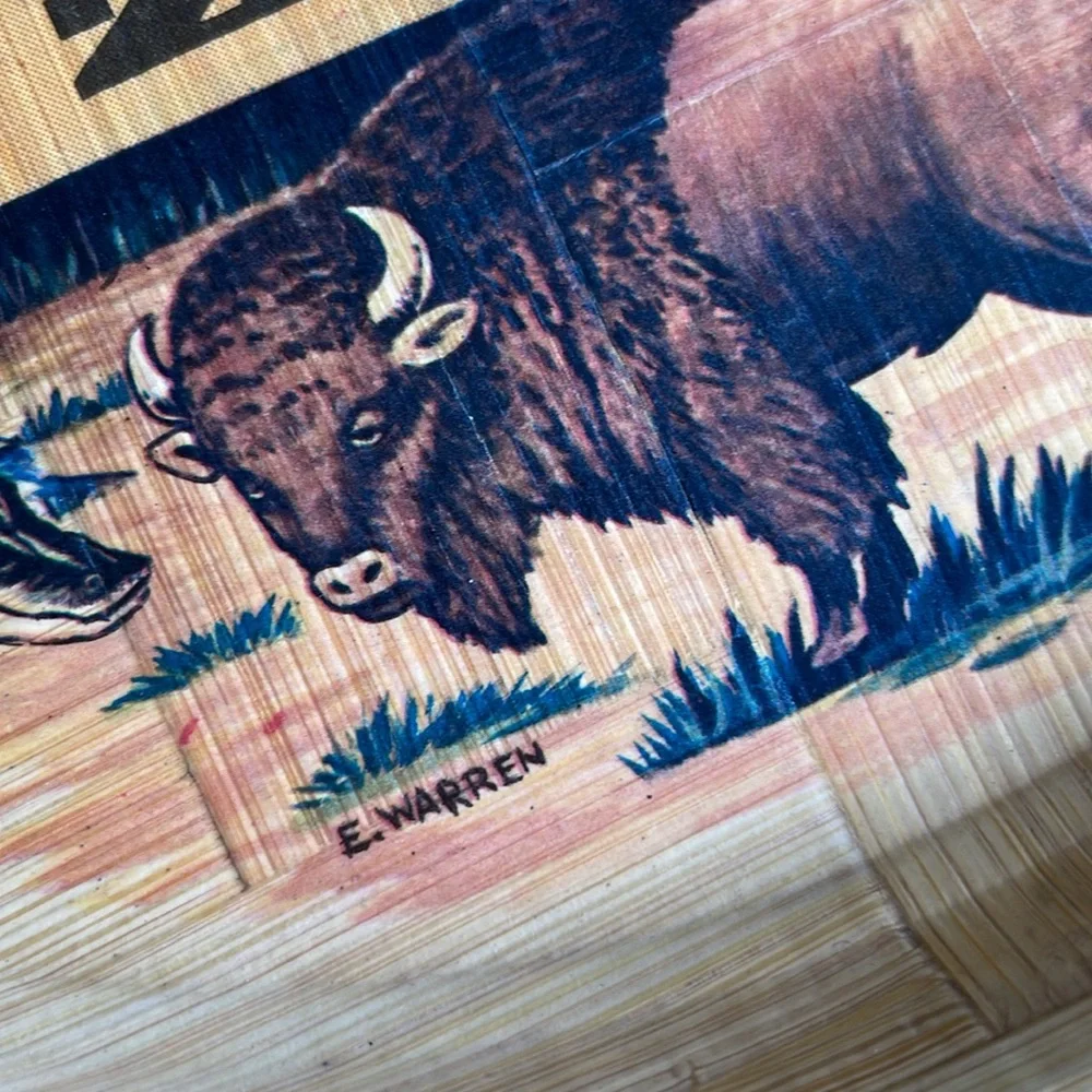 Vintage Memphis Zoo bamboo bar tray